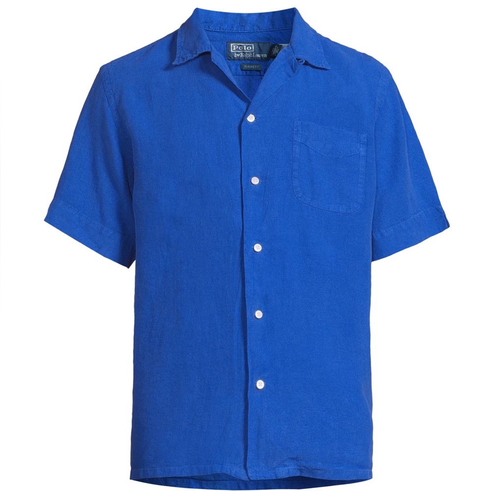 POLO by RALPH LAUREN Blue Linen Short Sleeve Shirt
